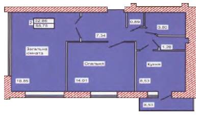 2-кімнатна 55.76 м² в ЖК Військовий від 13 500 грн/м², м. Кам`янець-Подільський