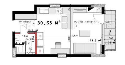 1-комнатная 30.65 м² в ЖК на вул. Суворова, 14, 16Б, 16В от 12 000 грн/м², г. Каменец-Подольский