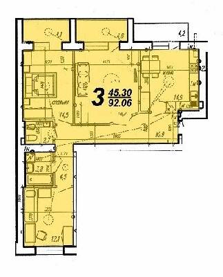 3-кімнатна 92.06 м² в ЖК Нова Будова від 14 650 грн/м², м. Кам`янець-Подільський