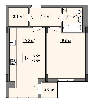 1-кімнатна 46.6 м² в ЖК Фортеця від 24 350 грн/м², м. Кам`янець-Подільський