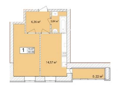 1-комнатная 46.86 м² в ЖК Прага от 9 900 грн/м², г. Староконстантинов