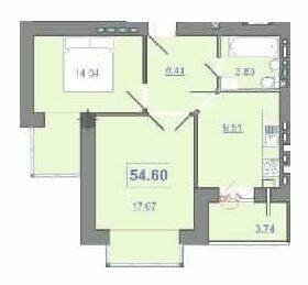 2-комнатная 54.6 м² в ЖК Квартал Патриот от 11 400 грн/м², Ивано-Франковск
