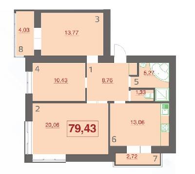 3-комнатная 79.43 м² в ЖК Левада Демьянов Лаз от 10 500 грн/м², Ивано-Франковск