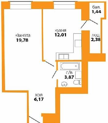 1-комнатная 44.64 м² в ЖК Квартал Виноградний от 12 550 грн/м², Ивано-Франковск