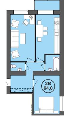 2-комнатная 64 м² в ЖК Городок Центральный от 11 000 грн/м², Ивано-Франковск