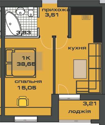 1-комнатная 38.65 м² в ЖК на ул. Независимости, 146А от 13 200 грн/м², Ивано-Франковск