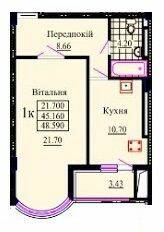 1-кімнатна 45.59 м² в ЖК Скеля від 13 800 грн/м², м. Яремче
