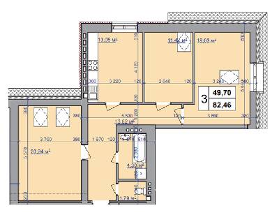 3-комнатная 82.46 м² в ЖК на ул. Шевченко, 52 от 18 900 грн/м², Ивано-Франковск