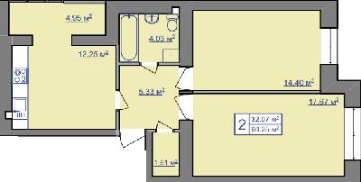 2-комнатная 60.25 м² в ЖК Парковий маєток от 9 700 грн/м², Ивано-Франковск