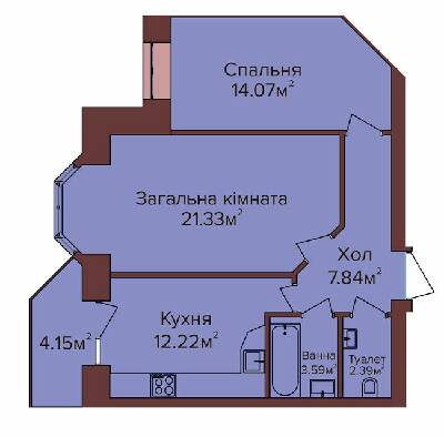 2-кімнатна 65 м² в ЖК по бул. Незалежності від 9 800 грн/м², м. Калуш