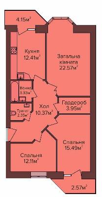 3-комнатная 85 м² в ЖК по бул. Незалежності от 9 800 грн/м², г. Калуш