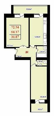 2-комнатная 72.54 м² в ЖК на вул. Тисменицька от застройщика, Ивано-Франковск