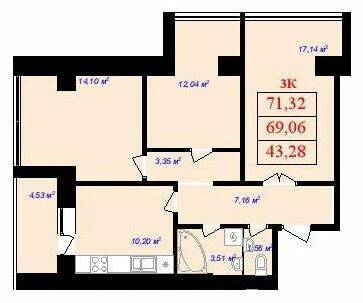 3-комнатная 71.32 м² в ЖК на вул. Тисменицька от застройщика, Ивано-Франковск