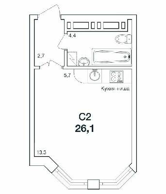 Смарт 26.1 м² в ЖК Нова Європа від 17 950 грн/м², с. Ілічанка