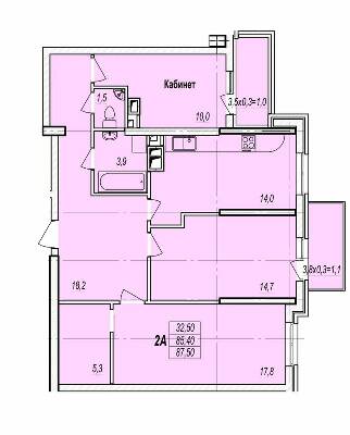 2-кімнатна 87.5 м² в ЖК Дмитрівський від забудовника, Одеса