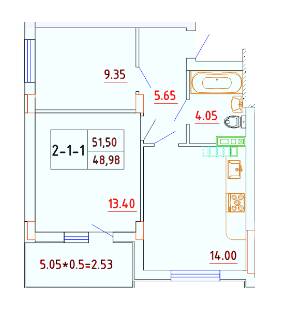 2-комнатная 48.98 м² в ЖК Smart City от 21 050 грн/м², с. Крыжановка