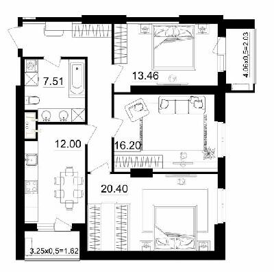 3-кімнатна 88.43 м² в ЖК Посейдон від 21 650 грн/м², Одеса