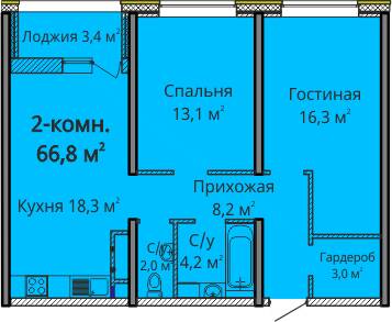 2-кімнатна 66.8 м² в ЖК Альтаїр 3 від 26 400 грн/м², Одеса