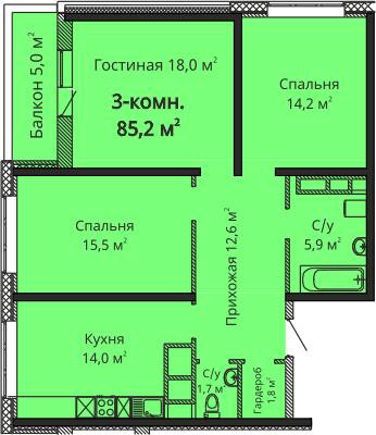 3-кімнатна 85.2 м² в ЖК Скай Сіті від 24 650 грн/м², Одеса