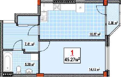 1-комнатная 45.27 м² в КД Консул от 37 500 грн/м², Одесса