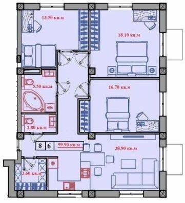 3-комнатная 99.9 м² в ЖК Малый Марсель 2 от 16 950 грн/м², пос. Лески