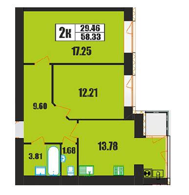 2-кімнатна 58.33 м² в ЖК на вул. Панаса Мирного, 20/2 від 15 700 грн/м², Хмельницький