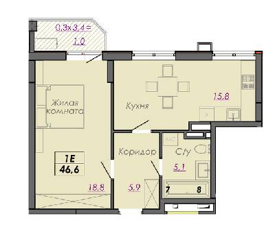 1-кімнатна 46.6 м² в ЖК Монблан від 31 000 грн/м², Одеса