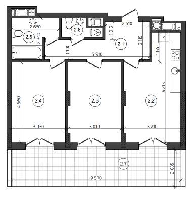 2-комнатная 66.55 м² в ЖК Фруктовая аллея от 19 650 грн/м², Львов