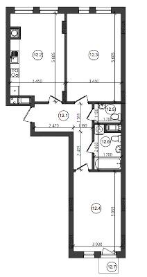 2-комнатная 68.64 м² в ЖК Фруктовая аллея от 19 400 грн/м², Львов