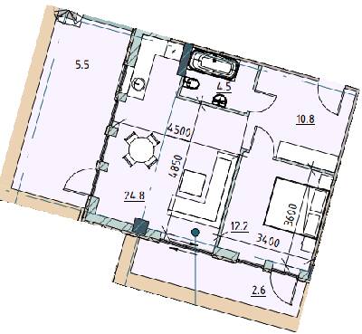 1-комнатная 60.4 м² в ЖК Пространство на Морском от 40 400 грн/м², Одесса