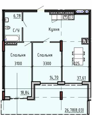 2-комнатная 85.96 м² в ЖК Пространство на Маячном от 36 050 грн/м², Одесса