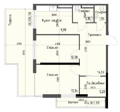 2-кімнатна 68.08 м² в ЖК Простір+ на Дачній від 27 450 грн/м², Одеса