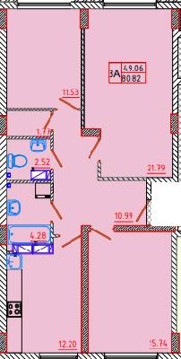 3-комнатная 80.82 м² в ЖК Цветной бульвар от 16 950 грн/м², г. Черноморск