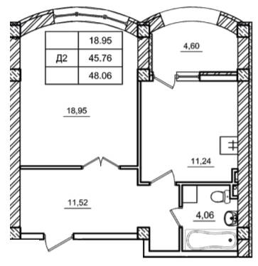 1-кімнатна 48.06 м² в ЖК Будинок біля моря від 18 400 грн/м², м. Южне