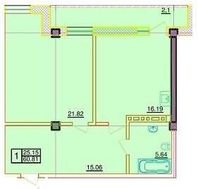 1-кімнатна 60.81 м² в КБ Пушкінський від 45 400 грн/м², Одеса