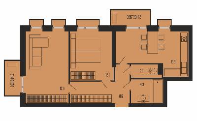 2-комнатная 64.2 м² в ЖК Бисквитный от 24 050 грн/м², Одесса