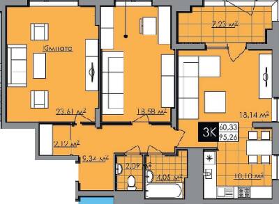 3-комнатная 95.26 м² в ЖК Нове Життя от 18 900 грн/м², Львов