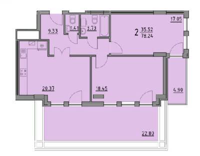 2-комнатная 78.24 м² в ЖК Praud Premium от 34 750 грн/м², Львов