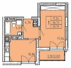 1-кімнатна 39.75 м² в ЖК Сонцебуд від 16 000 грн/м², м. Жовква