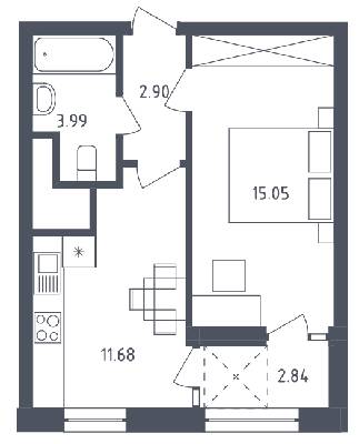 1-комнатная 36.46 м² в ЖК Малоголосківські пагорби от застройщика, Львов