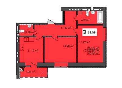 2-кімнатна 65.08 м² в ЖК Сусіди від 14 200 грн/м², м. Винники