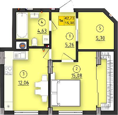 1-комнатная 42.73 м² в ЖК ул. Длинная, 30А от застройщика, Львов