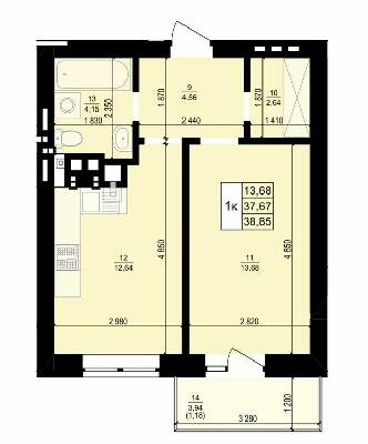 1-комнатная 38.85 м² в ЖК Святий Антоній от 18 350 грн/м², г. Мостиска