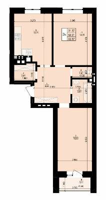 2-комнатная 63.57 м² в ЖК Святий Антоній от 13 400 грн/м², г. Мостиска