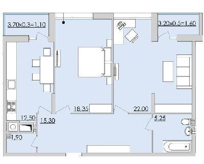 2-комнатная 78 м² в ЖК Седьмое Небо от 15 300 грн/м², Львов