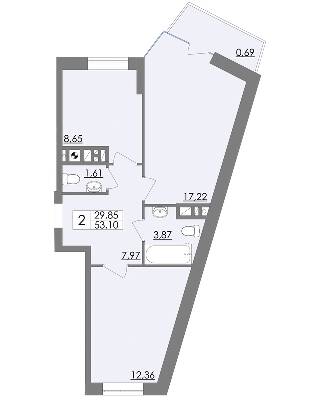 2-кімнатна 53.1 м² в ЖК Соната від 15 500 грн/м², Львів