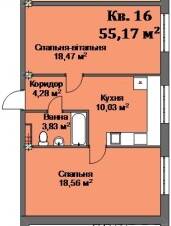 2-кімнатна 55.17 м² в ЖК на вул. Чорновола, 7 від забудовника, м. Новий Розділ