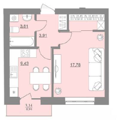 1-кімнатна 35.65 м² в ЖК Проект Парк від 13 500 грн/м², м. Пустомити