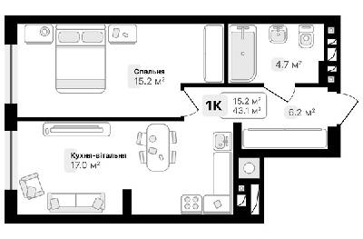 1-кімнатна 43.1 м² в ЖК Auroom City від 19 050 грн/м², Львів