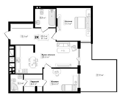 2-комнатная 81.1 м² в ЖК Auroom City от 19 800 грн/м², Львов